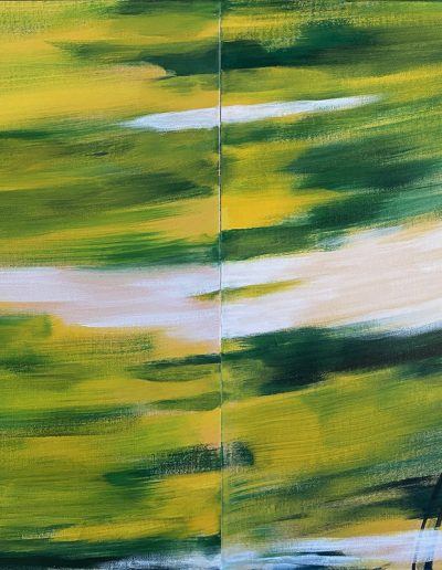 Poursuite musclée, 2026, acrylique sur toile, 2 x (46 x 61 cm) (18” x 24”)